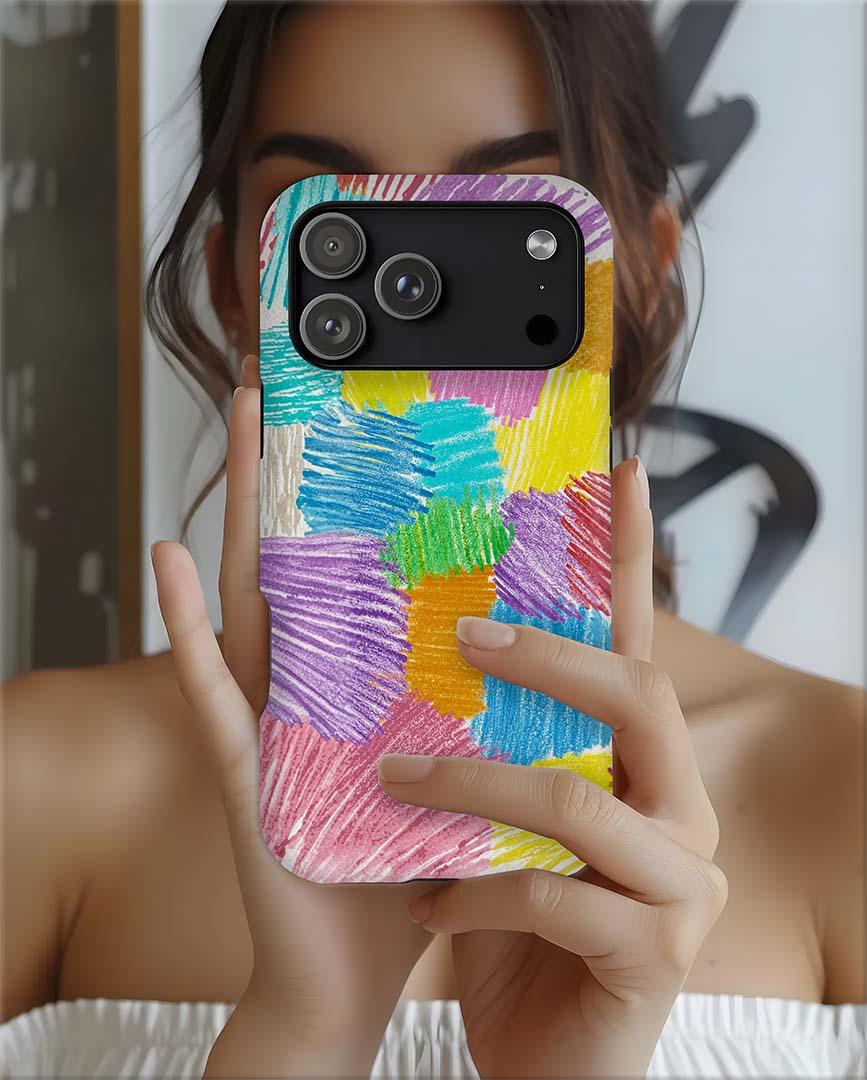Colorful Crayon Patchwork Tough Magnetic Phone Case