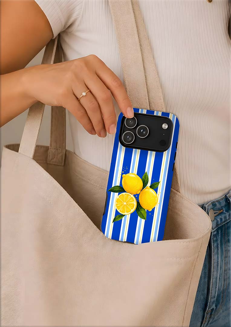 Lemon Stripe Tough Magnetic Phone Case