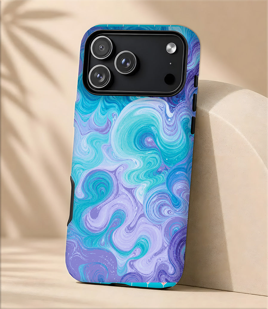 Swirled Aqua Marble Phone Case — Tough Magnetic Protective Cover