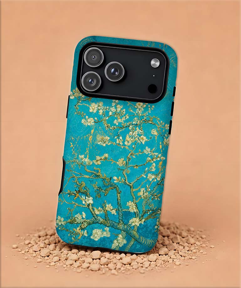 Floral Almond Blossom Tough Magnetic Phone Case — Teal Protective iPhone Cover