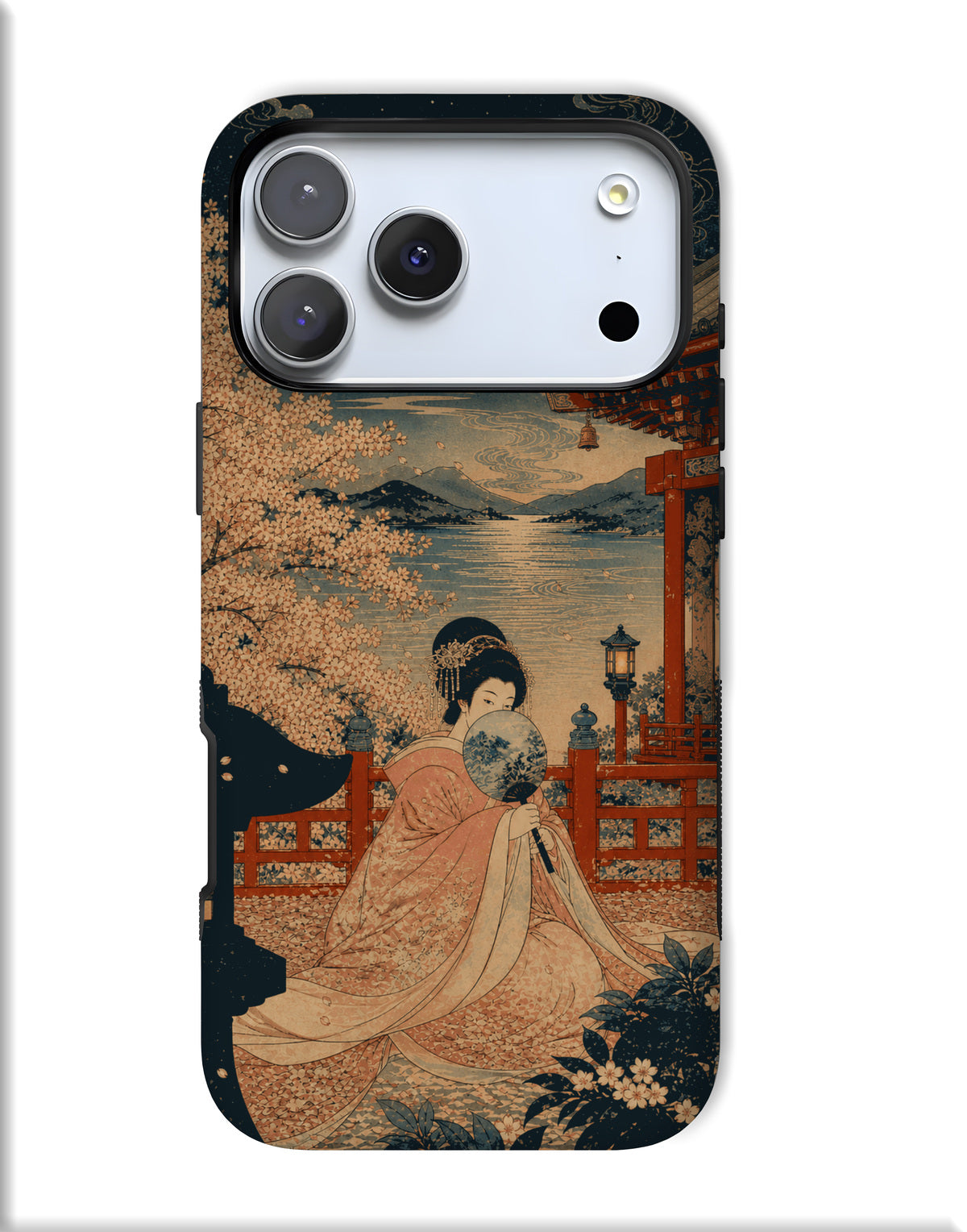 Vintage Geisha Phone Case — Japanese Cherry Blossom Art Tough Magnetic Case