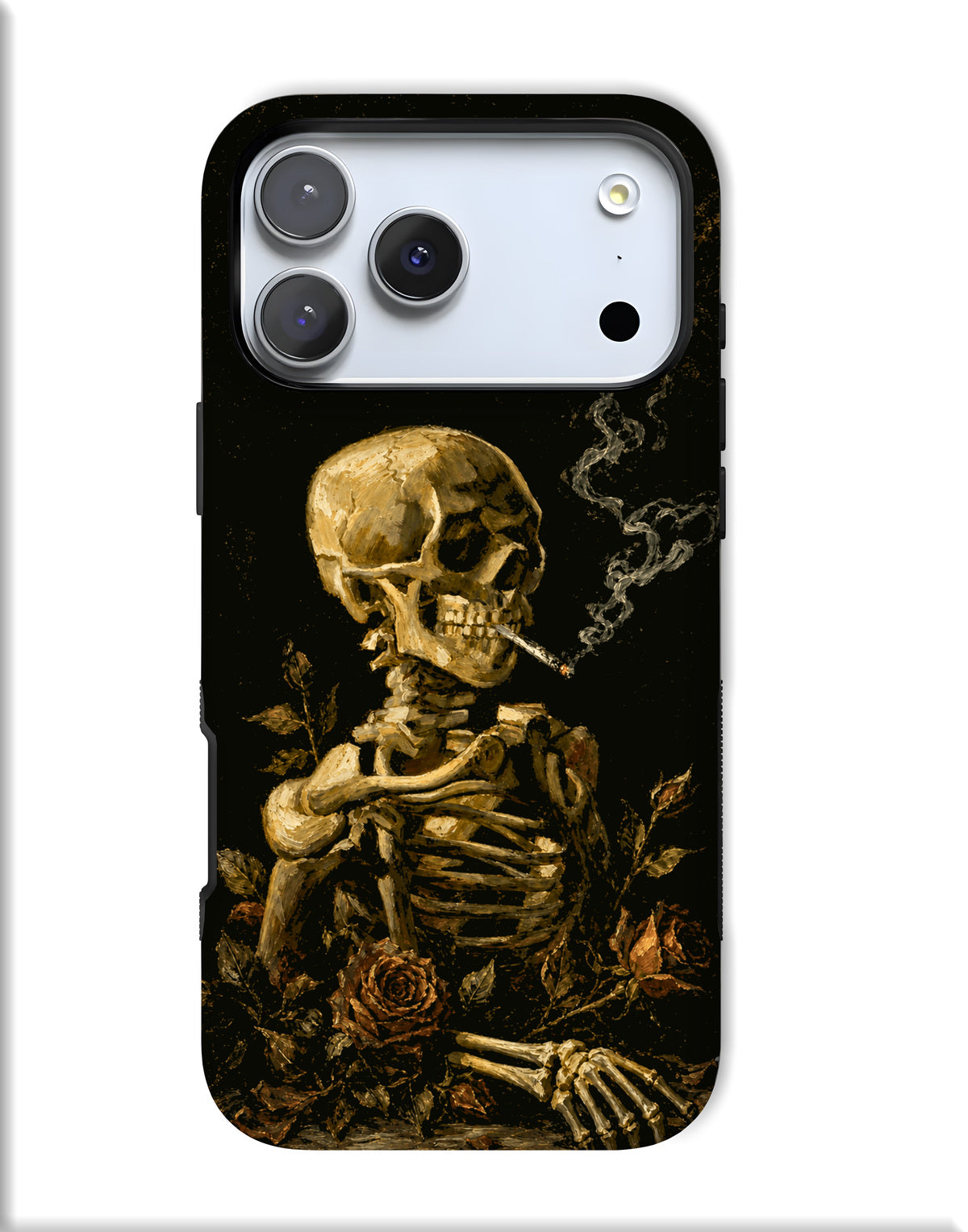 Skull & Roses Tough Magnetic Phone Case — Vintage Skeleton Smoking Design