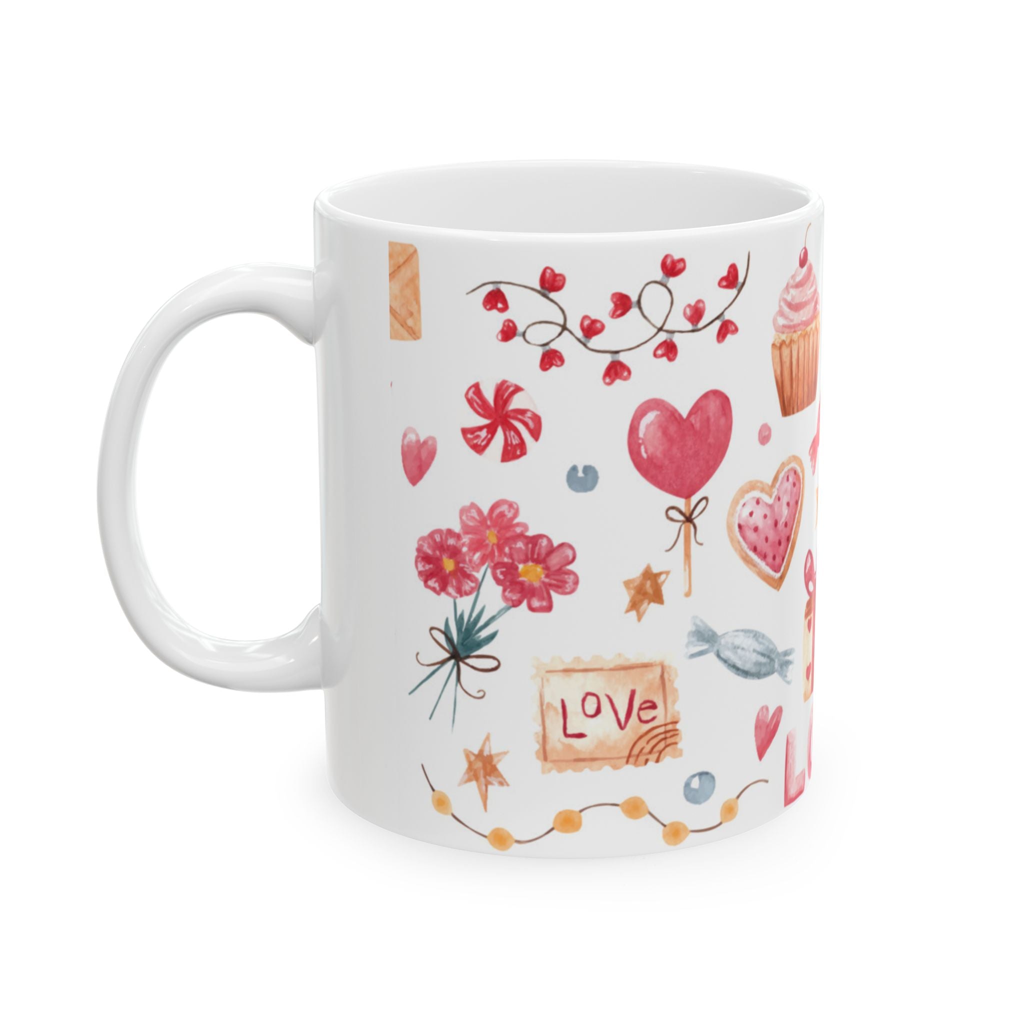 Love Valentine's Day Ceramic Mug — Romantic 11oz & 15oz Coffee Cup