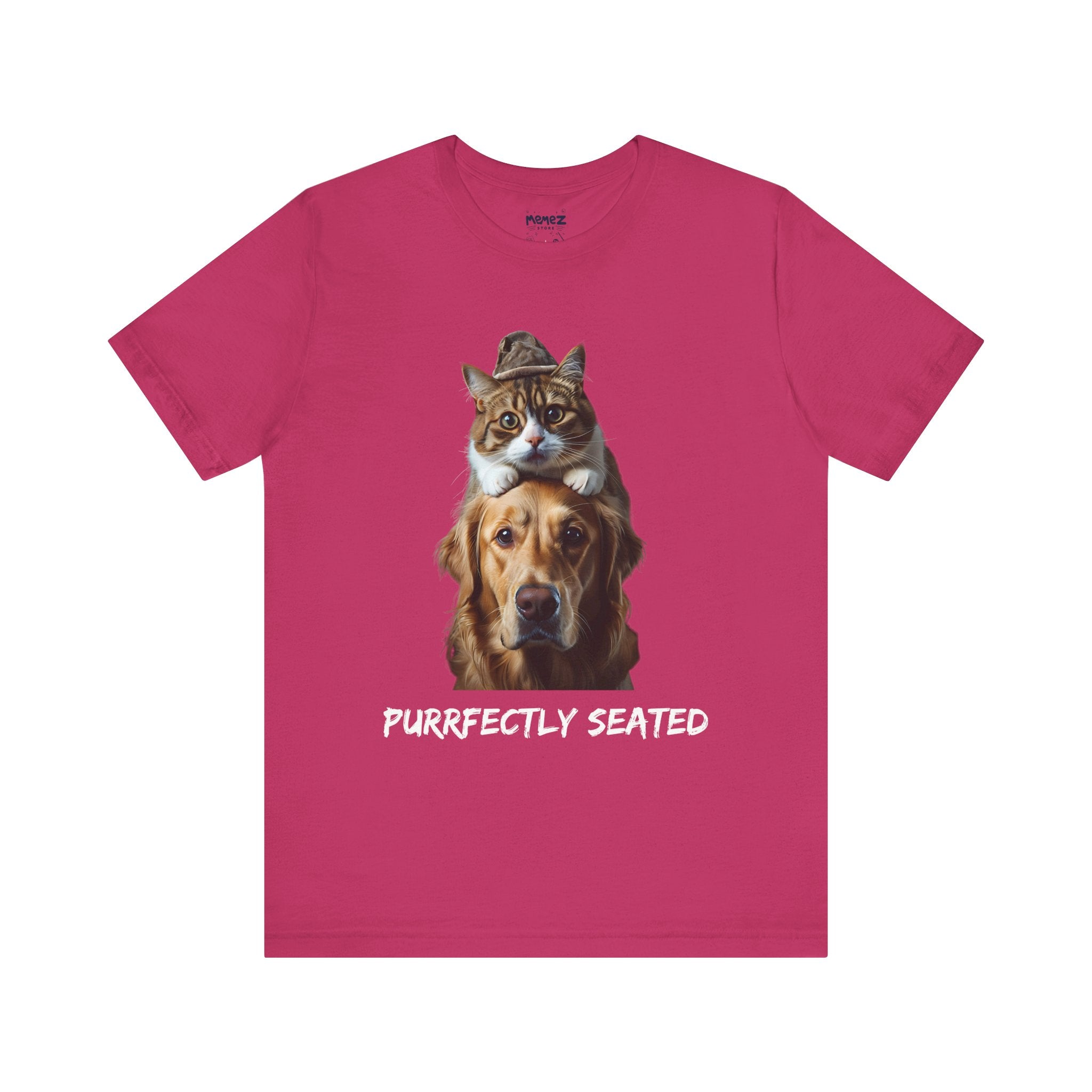 Purfectly Seated a pet lovers Unisex Jersey Short Sleeve Tee by Memez Store
