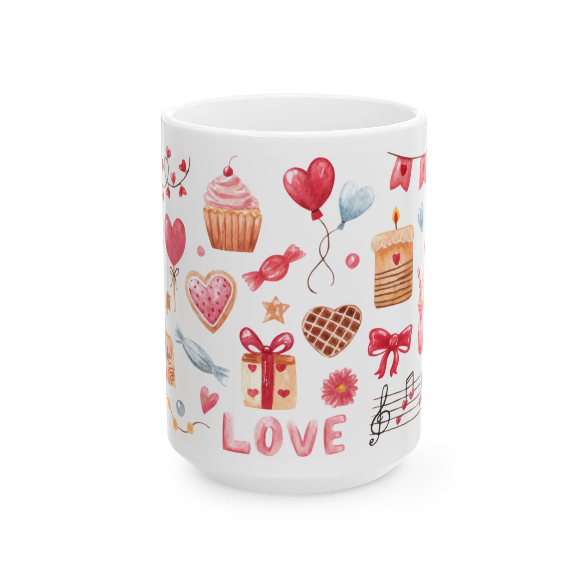 Love Valentine's Day Ceramic Mug — Romantic 11oz & 15oz Coffee Cup
