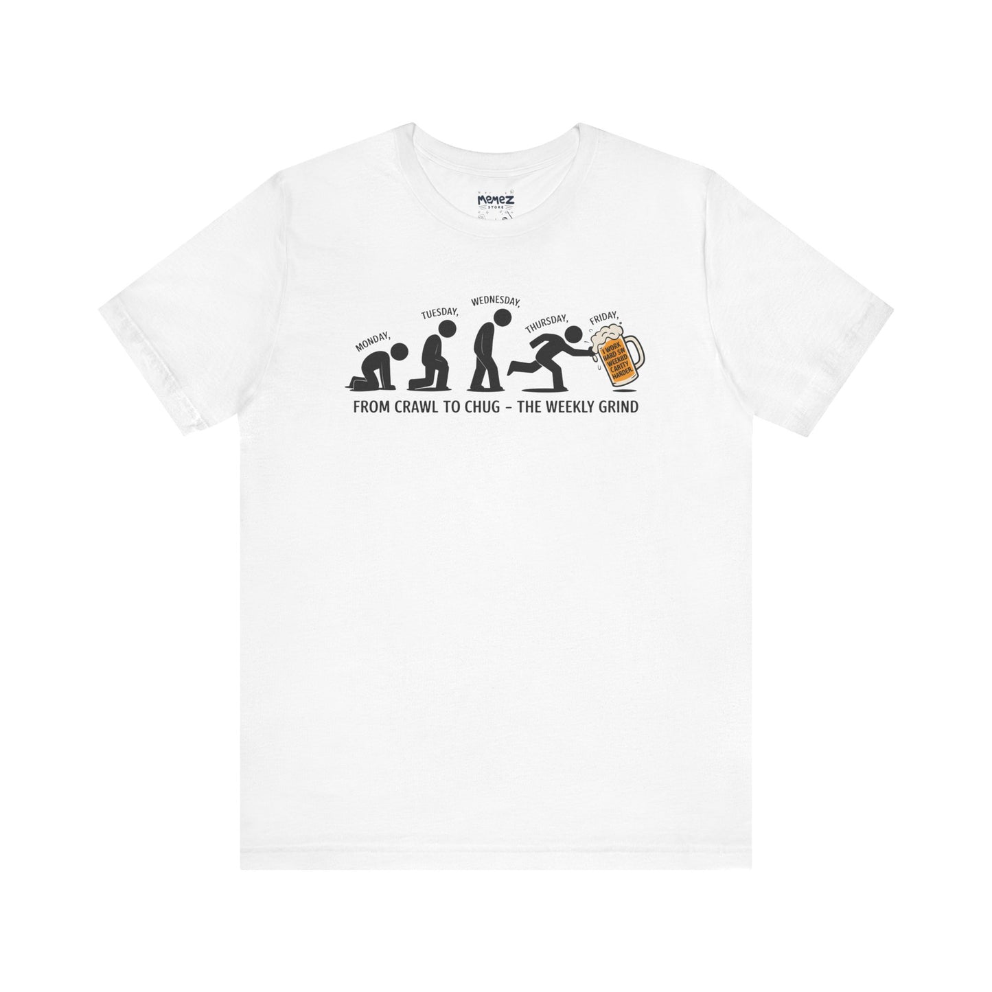 Funny Meme Unisex Tee - Crawl To Chug Design Beer Funny Meme Stee