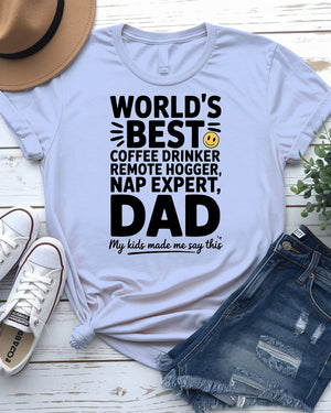 World’s Best Dad Typographical Funny Tee by Memez Store