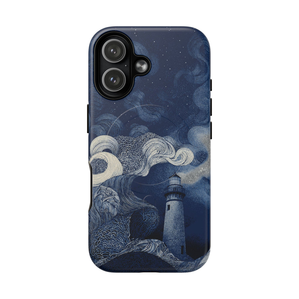Nautical Lighthouse Tough Magnetic Phone Case — Durable Magnetic iPhone Cover with Ocean Wave Art