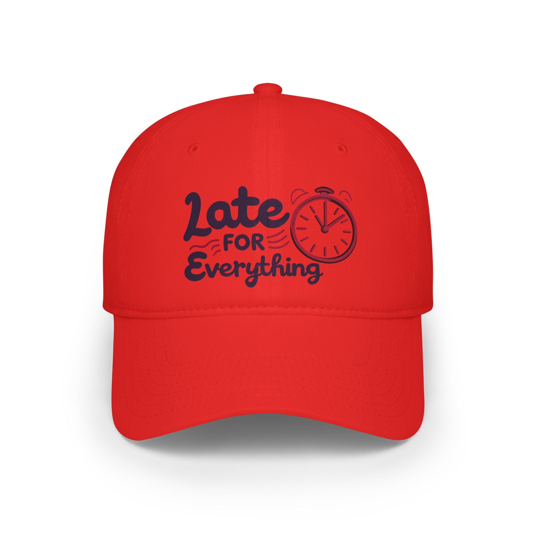 Funny Late for Everything Baseball Cap - Casual Red Hat for Everyday Wear