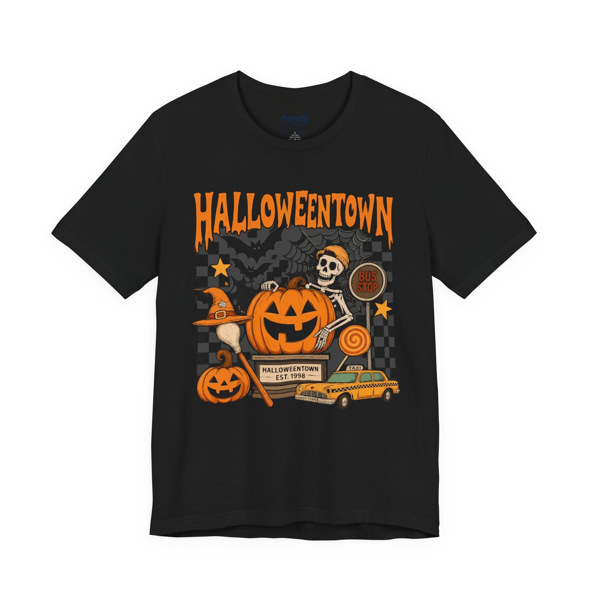 HalloweenTown Graphic Tee — Pumpkin, Skeleton & Taxi Halloween T‑Shirt