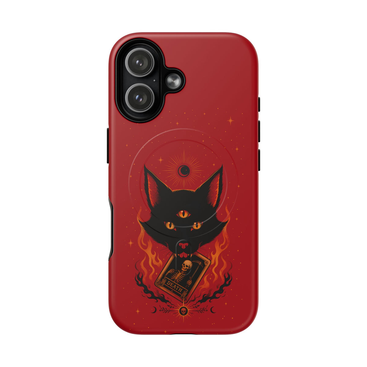 Mystic Triple-Eye Cat Tough Magnetic Phone Case — Red Occult Design