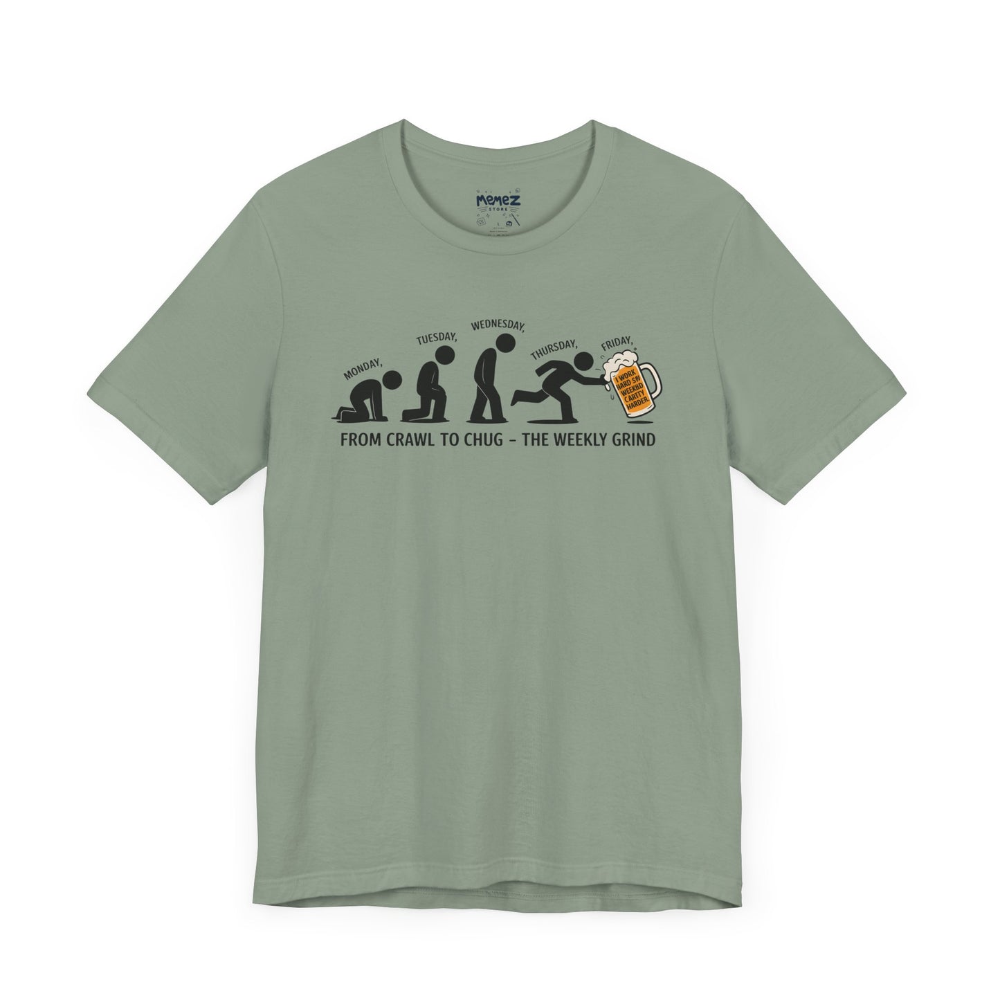 Funny Meme Unisex Tee - Crawl To Chug Design Beer Funny Meme Stee