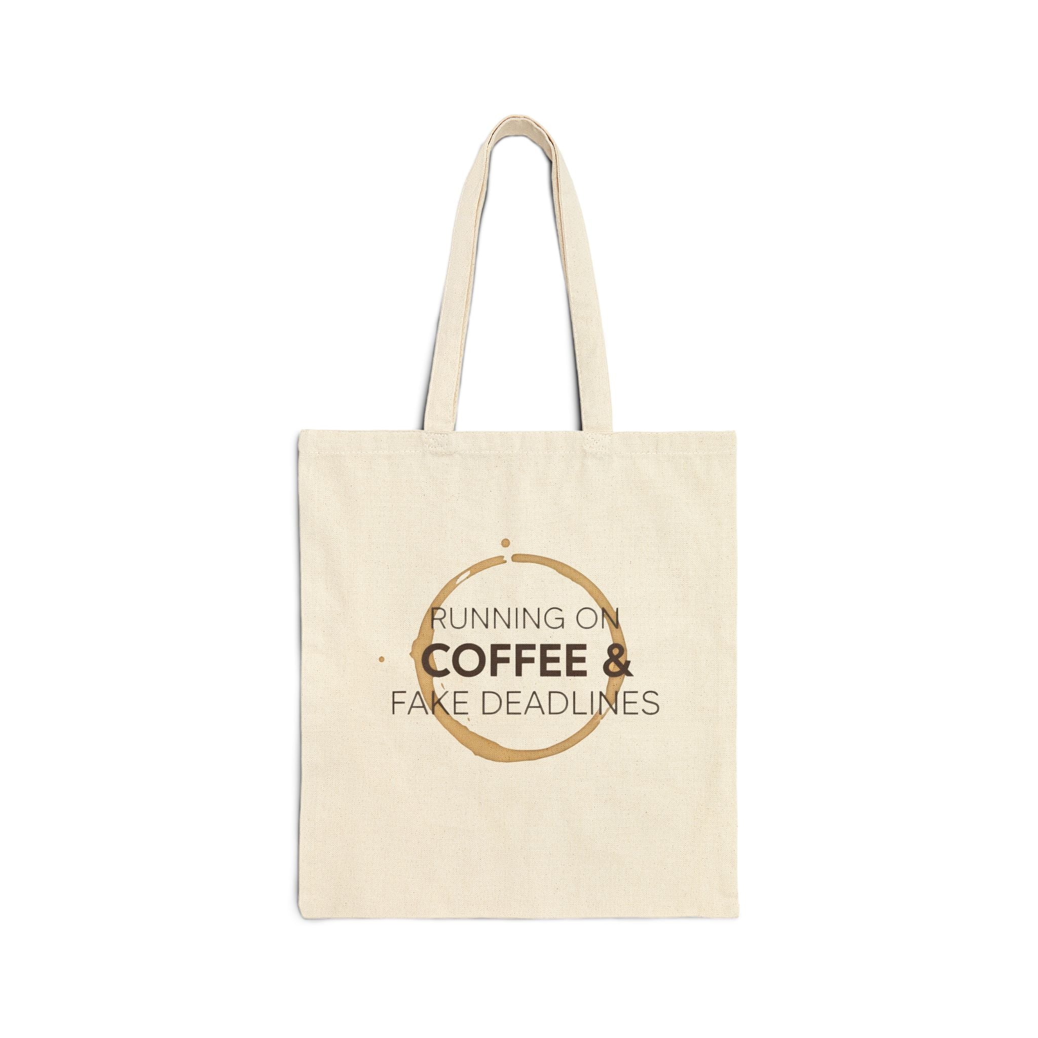 Running on Coffee and Fake Deadlins Tote Bag