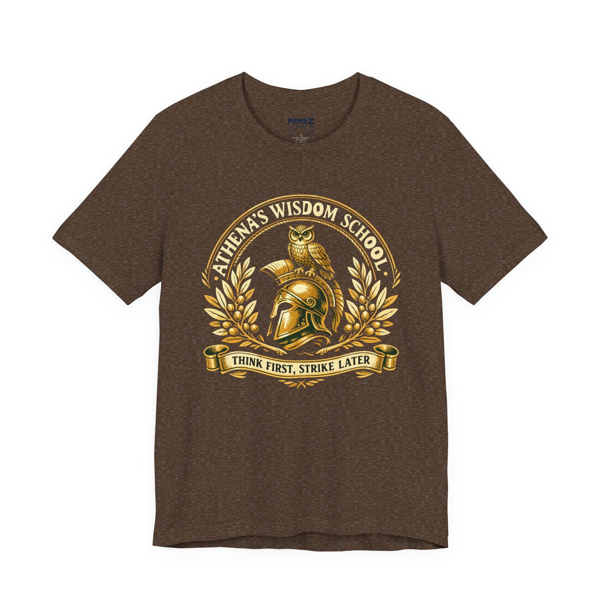 Athena's Wisdom School T-Shirt – Think First, Strike Later Greek Mythology Tee