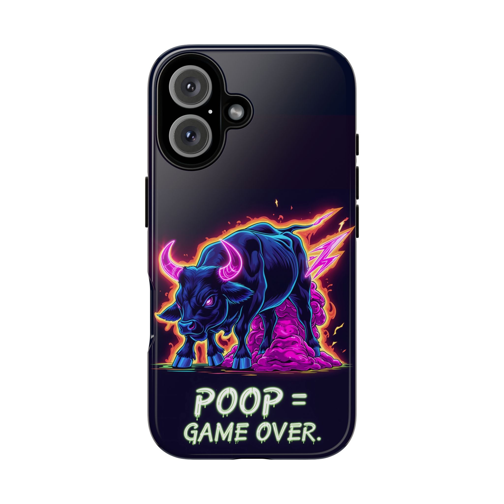 Poop , Game Over Bull in Action, I phone mobile Case By Memez Store