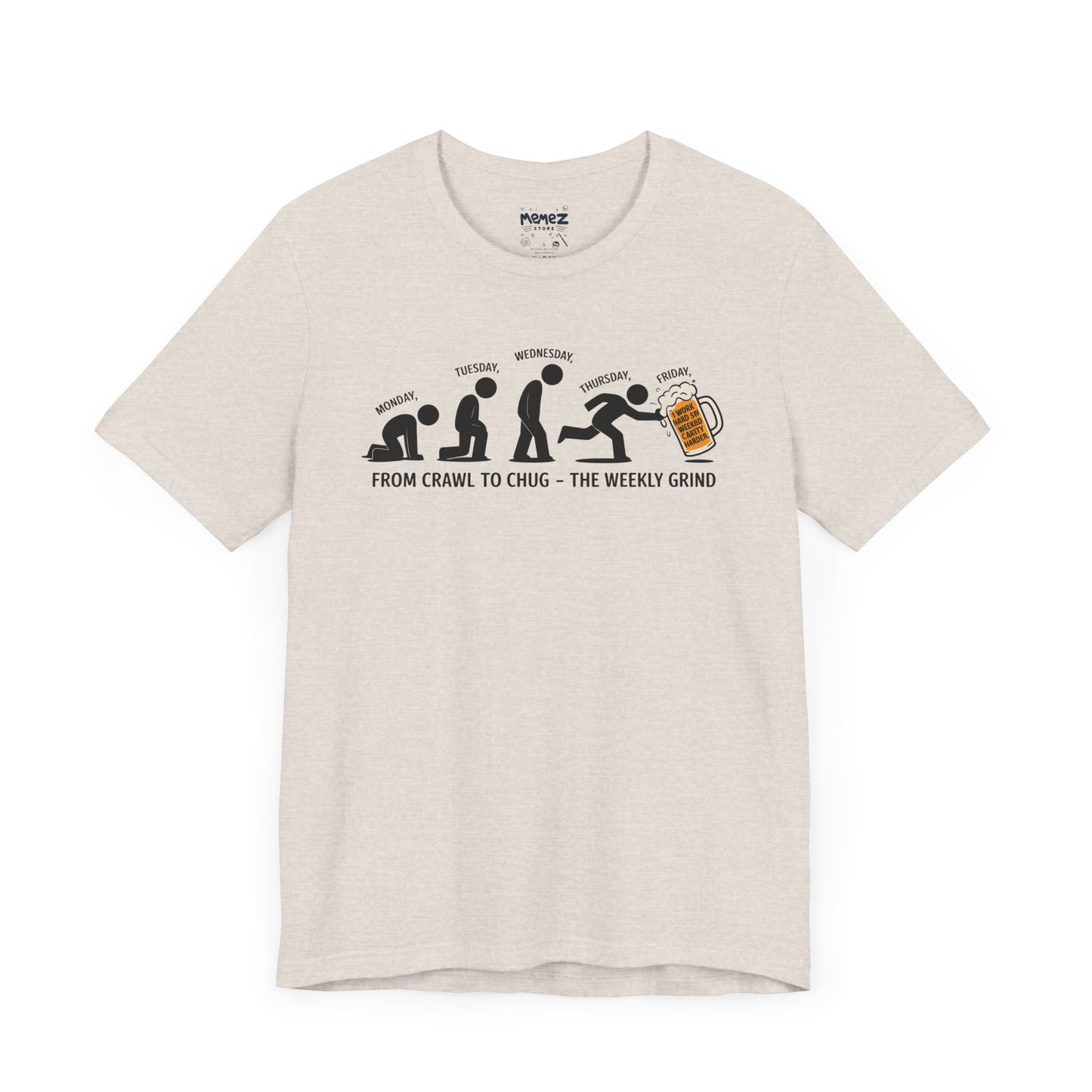 Funny Meme Unisex Tee - Crawl To Chug Design Beer Funny Meme Stee