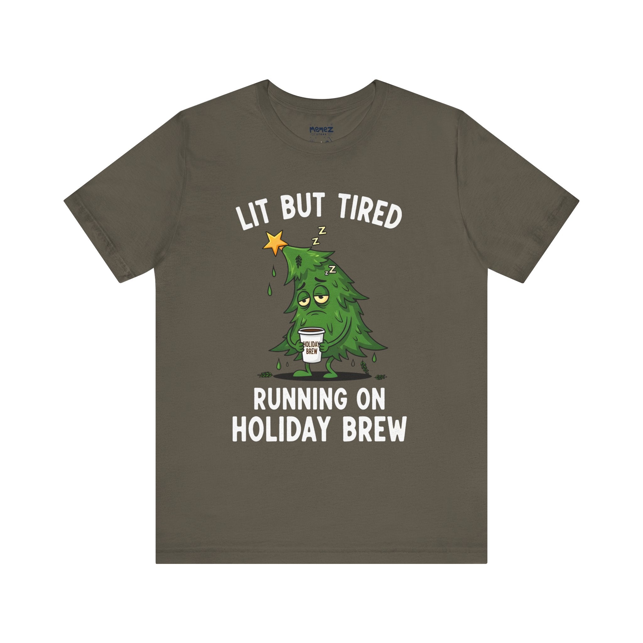 Lit But Tired Chirstmas Meme Funny Tee