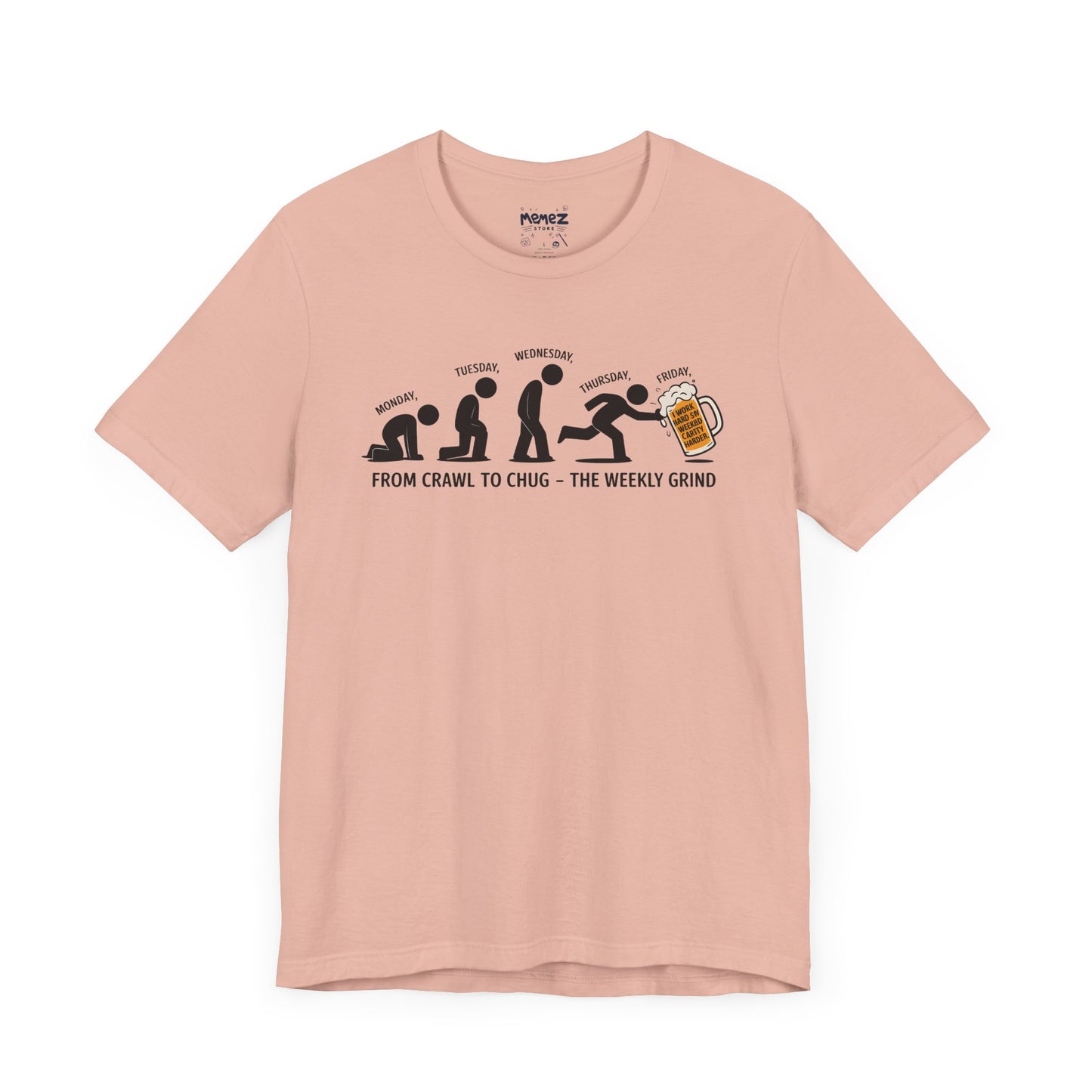 Funny Meme Unisex Tee - Crawl To Chug Design Beer Funny Meme Stee