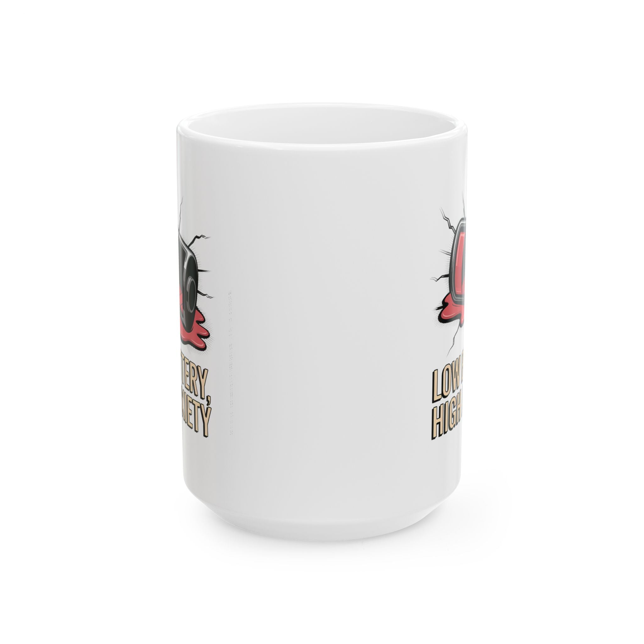 Low Battery high Aniexty Mug by Memez store