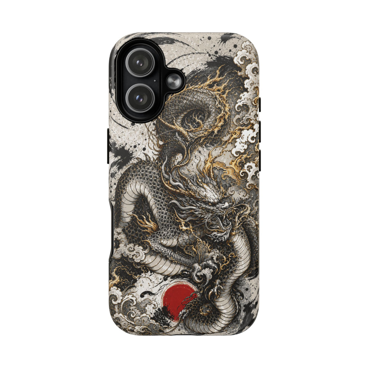 Dragon Tattoo Magnetic Phone Case — Black & Gold Japanese Dragon Design