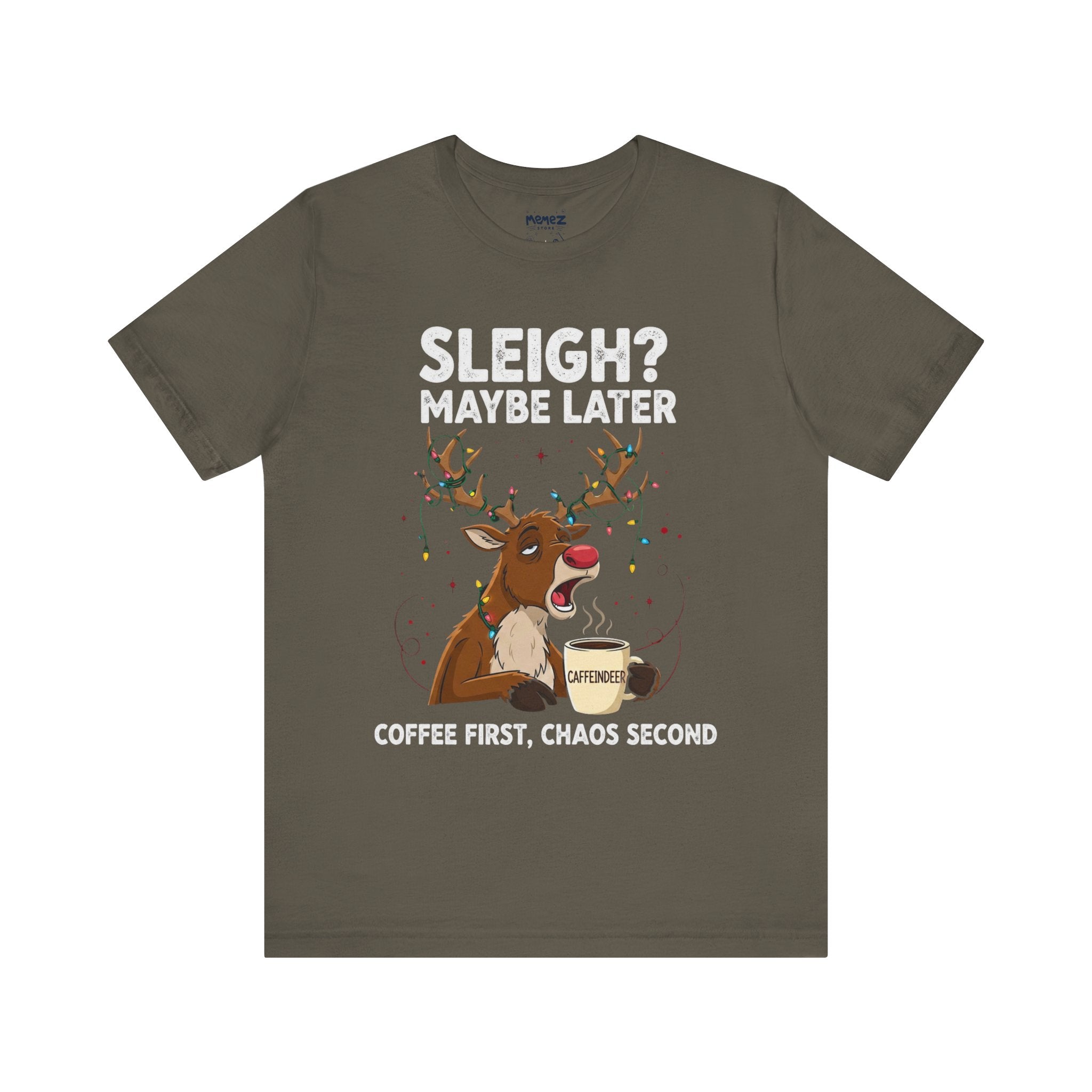 Coffee FIrst Chirstmas Animal Meme Funny Tee