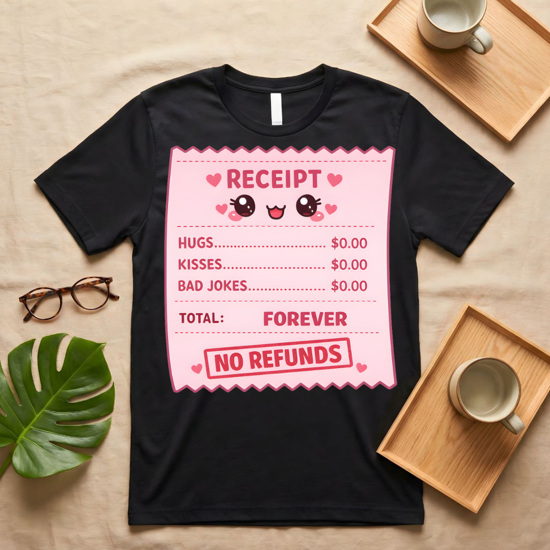 Personalized Receipt of Love T-Shirt with Custom Names and Date