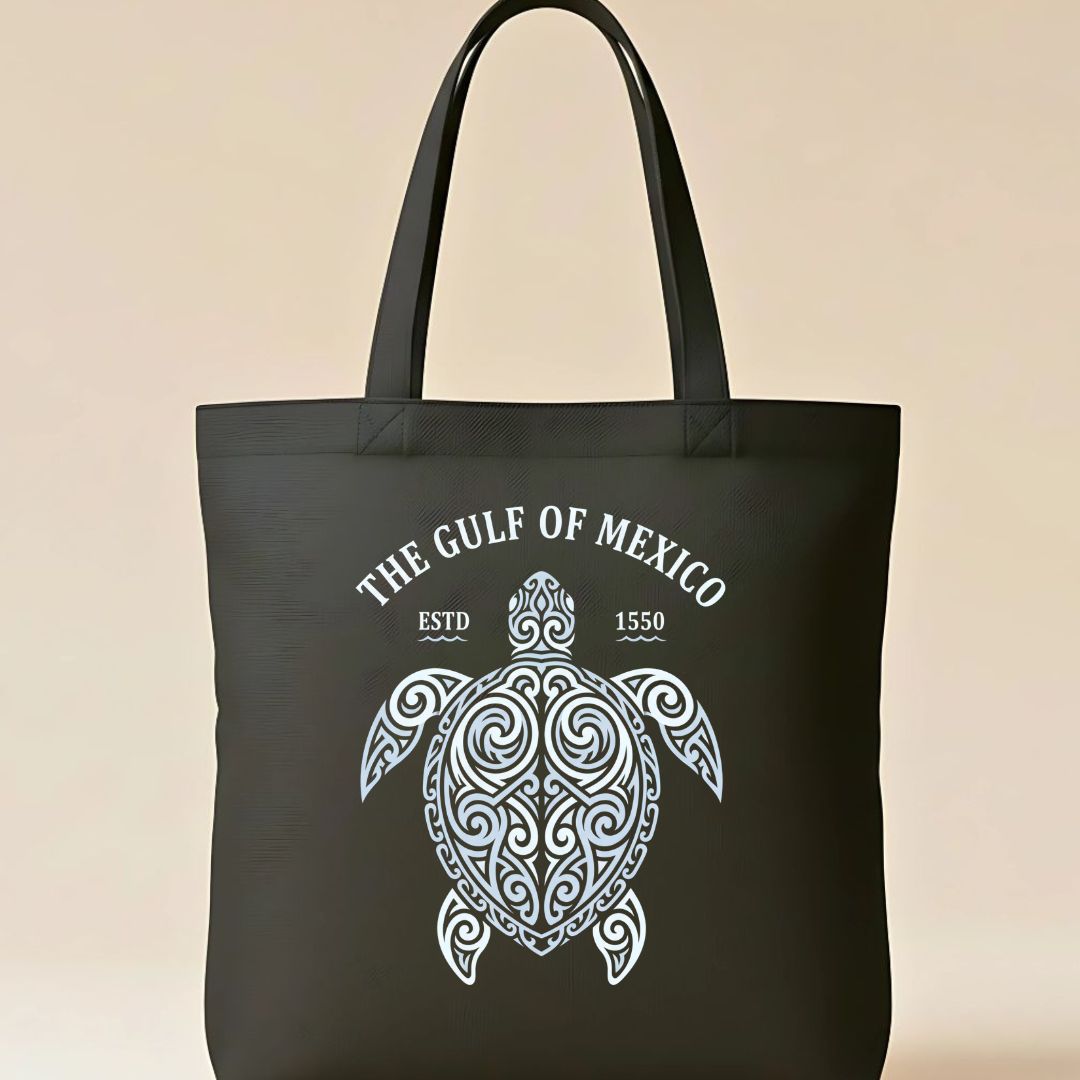 Gulf of Mexico Map & Coastal Art Cotton Canvas Tote Bag