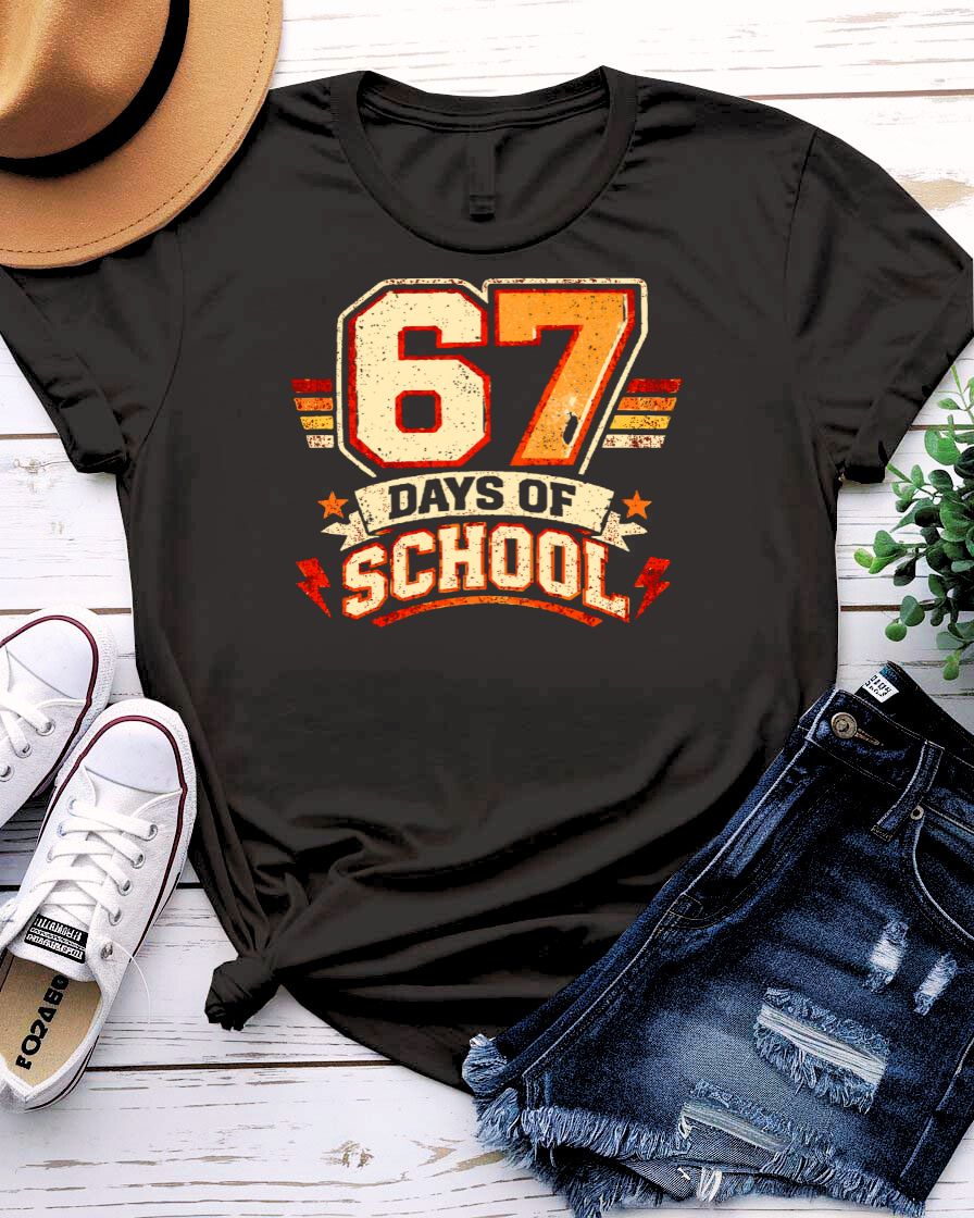 67 Days of School Celebration T-Shirt for Teachers and Students