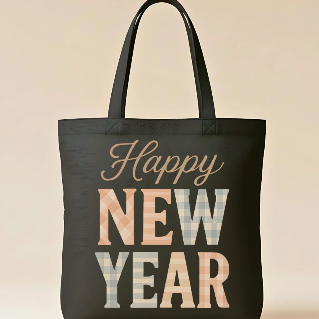 New Year Colorful Typographical Tote Bag