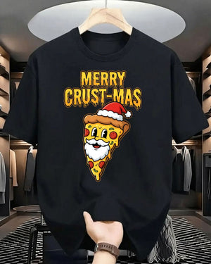 "Merry Crustmas" Pizza Holiday Pun Funny T-Shirt