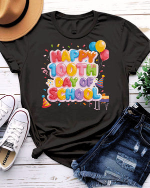 Happy 100th Day of School Celebration T-Shirt for Kids