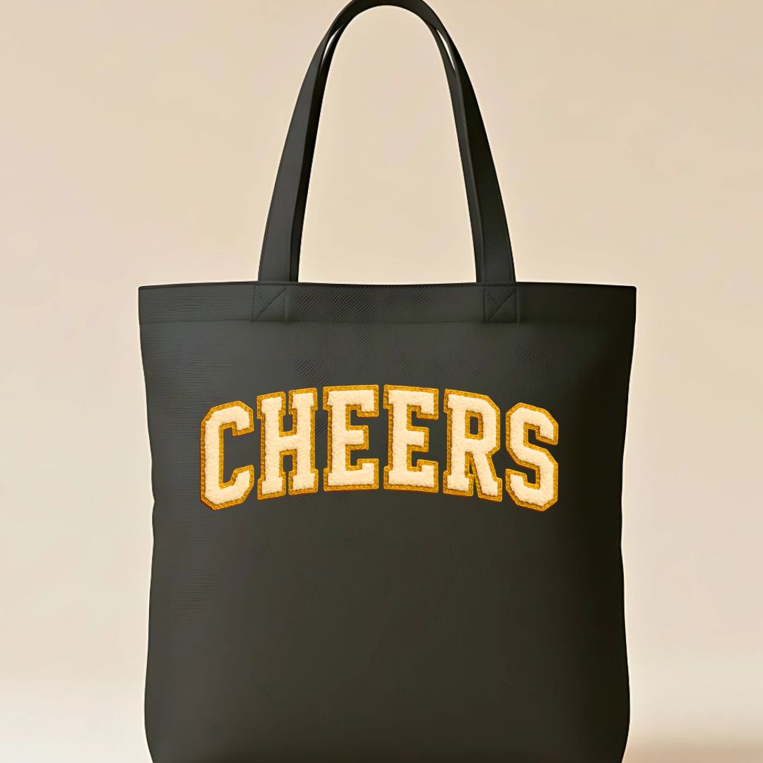 Bold "Cheers" Print on Cotton Canvas Reusable Grocery Tote