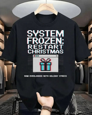 "System Frozen Restart" Computer Error Parody Funny T-Shirt