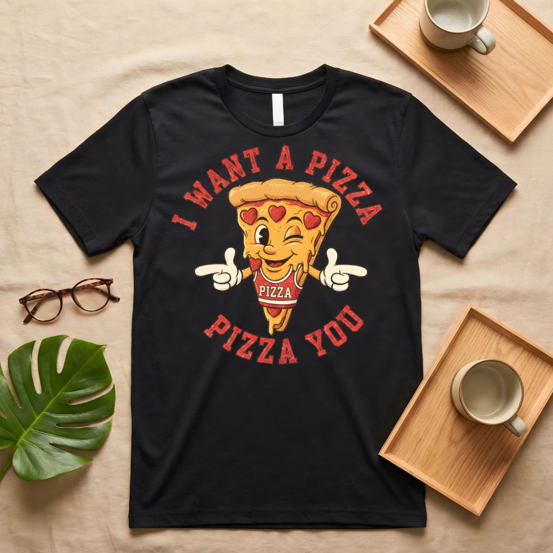 Valentine's Day Pizza Heart Slice Graphic T-Shirt