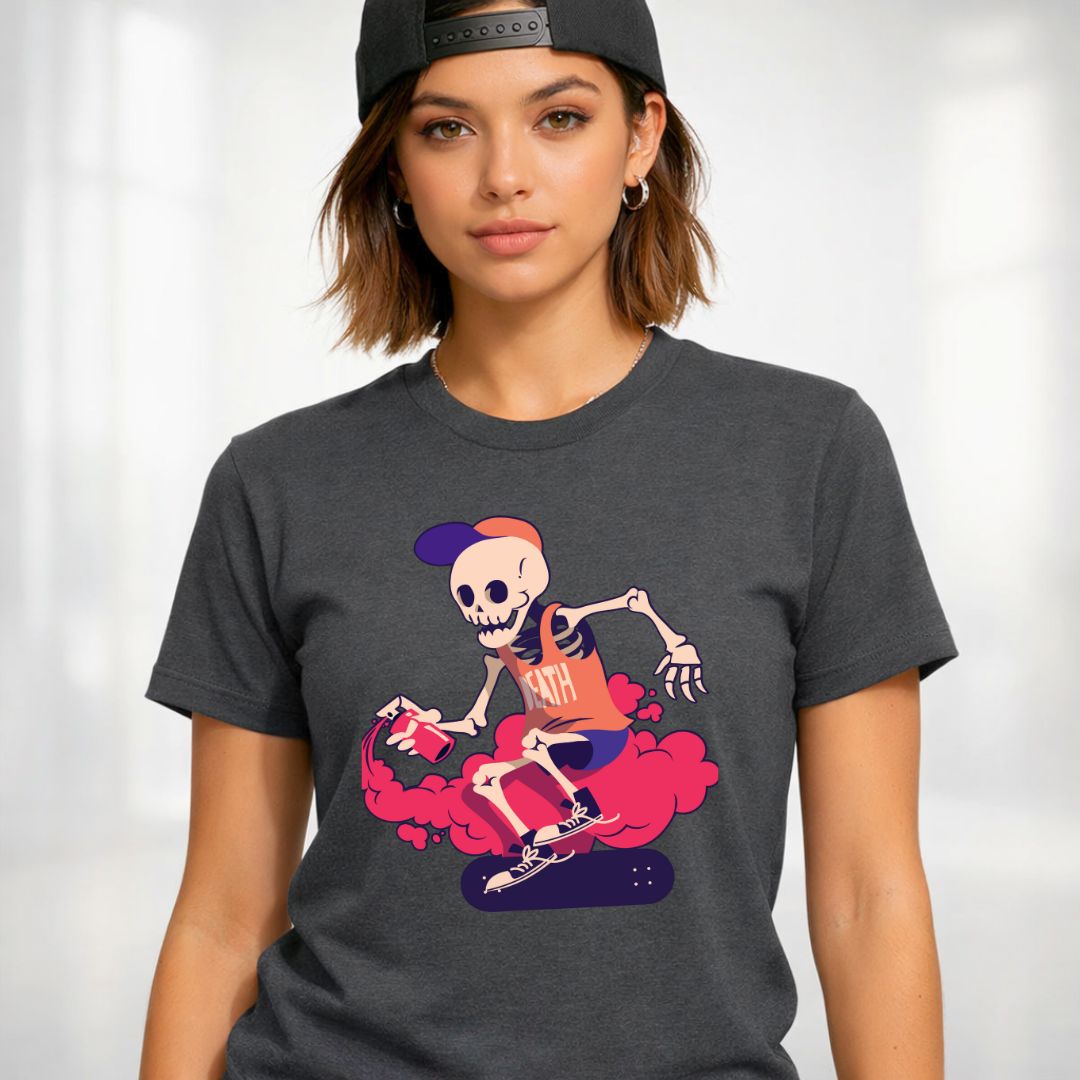Skull Spray Streetwear Tee — Urban Grunge Graphic T-Shirt