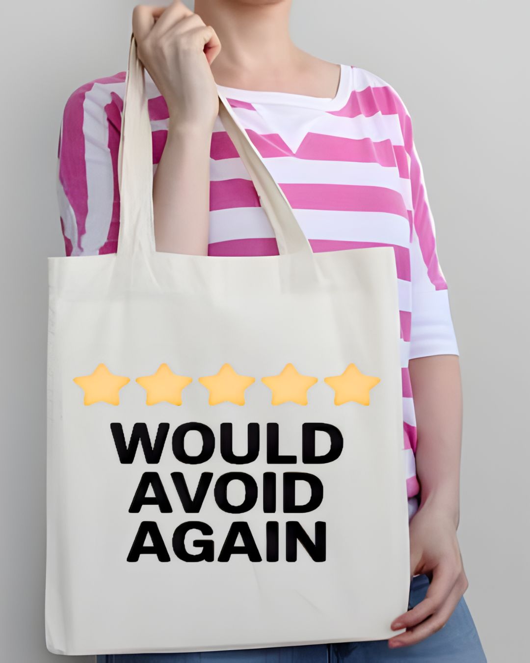 "Would Avoid Again" Sarcastic Review Humor Tote Bag
