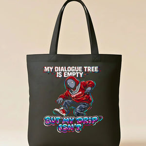 "My Dialoged Tree Is Empty" artistic graphic tote bag on canvas