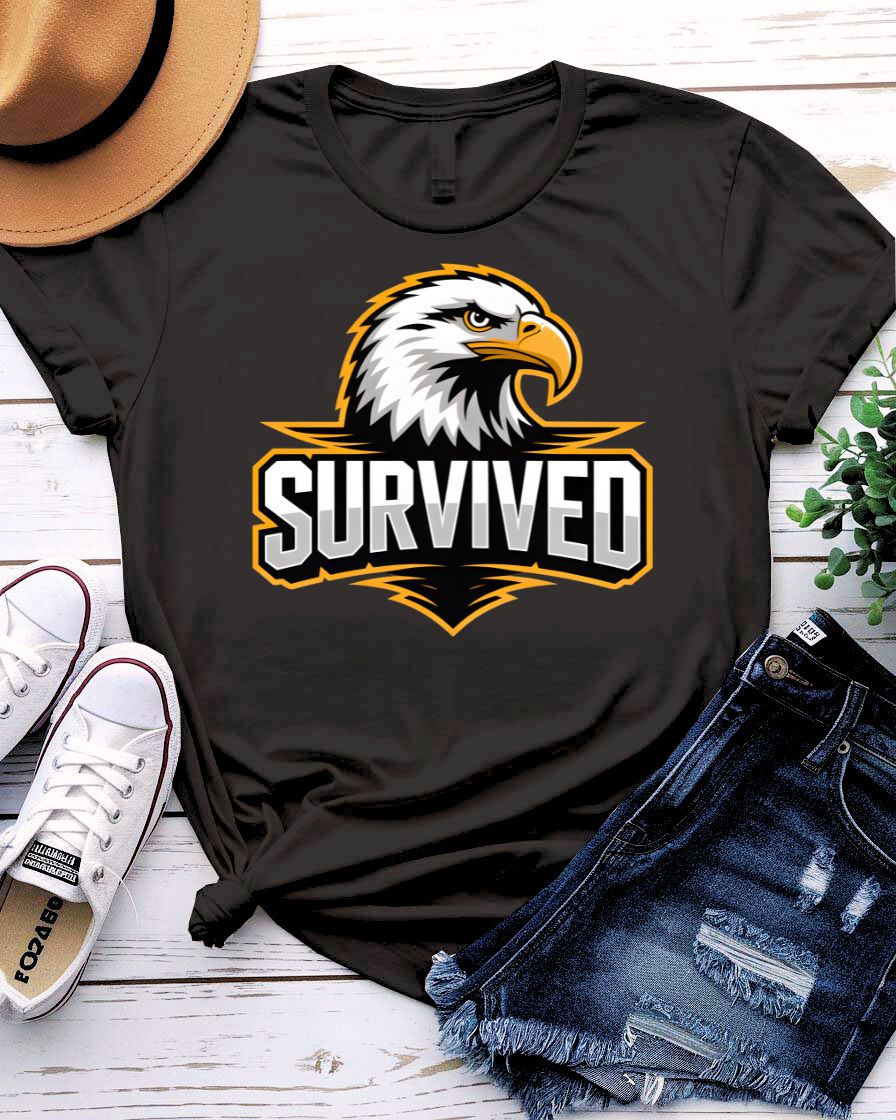 Survived Eagle Patriotic Graphic T-Shirt