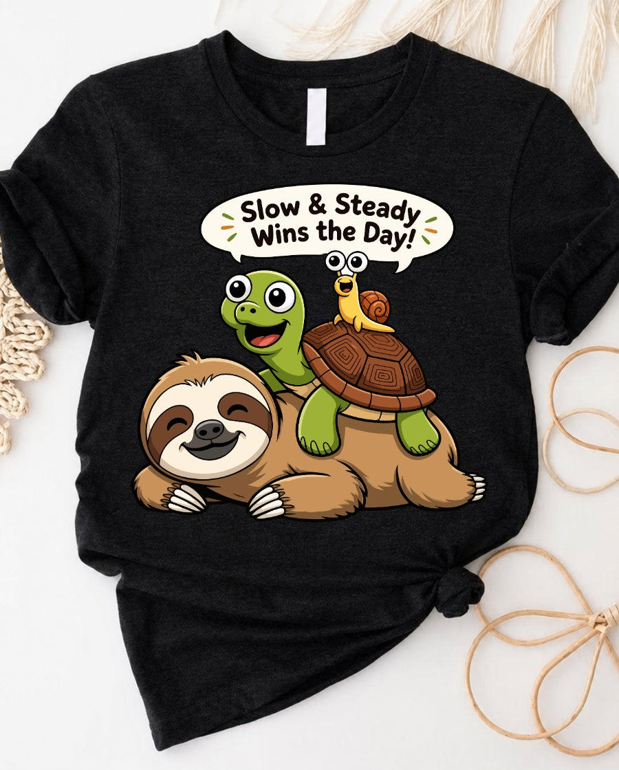 Slow & Steady T-Shirt — Relaxed Motivational Tee