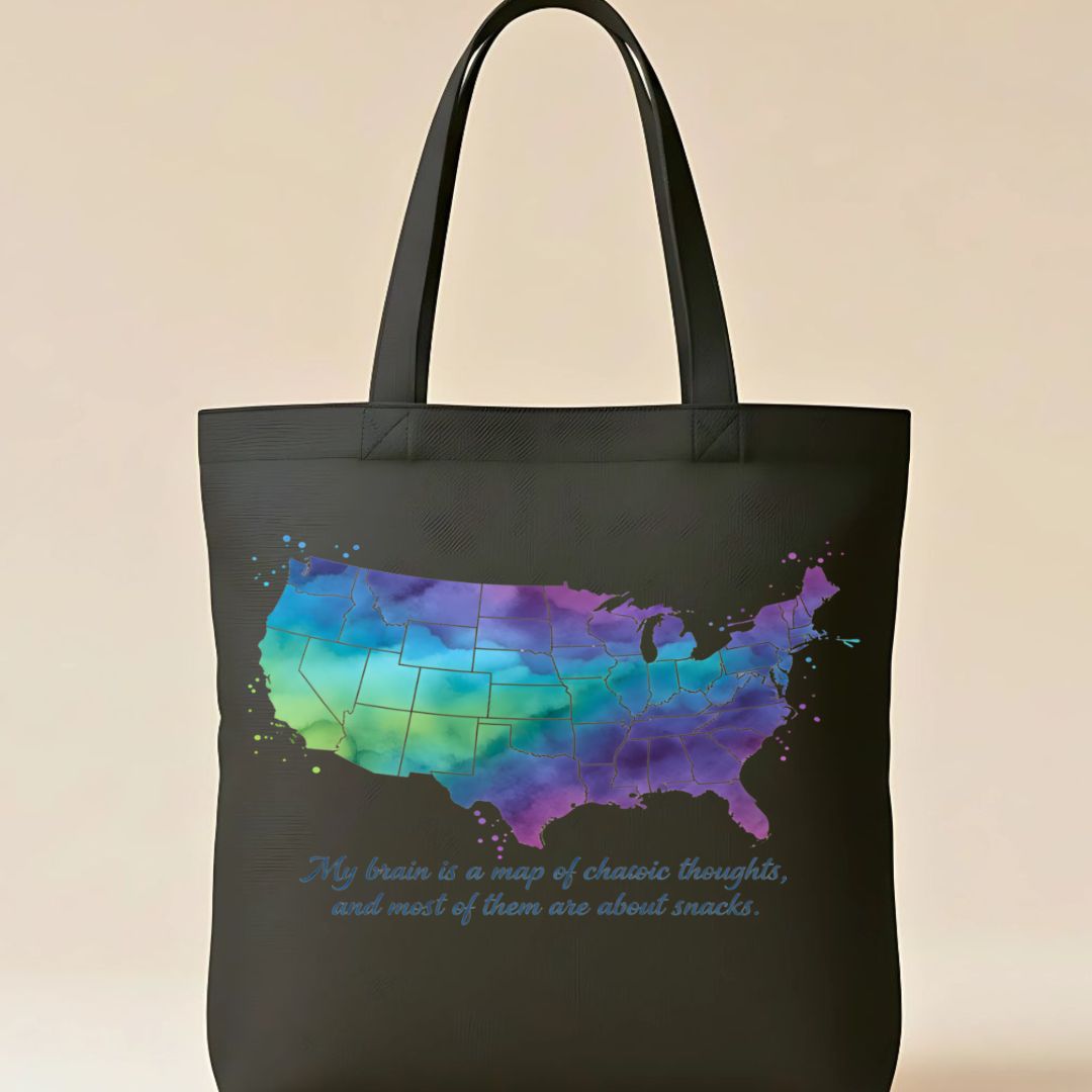 Funny United States Map Tote Bag with State Jokes