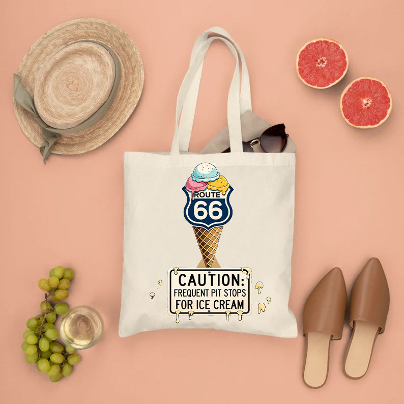 Route 66 Retro Style Canvas Tote Bag
