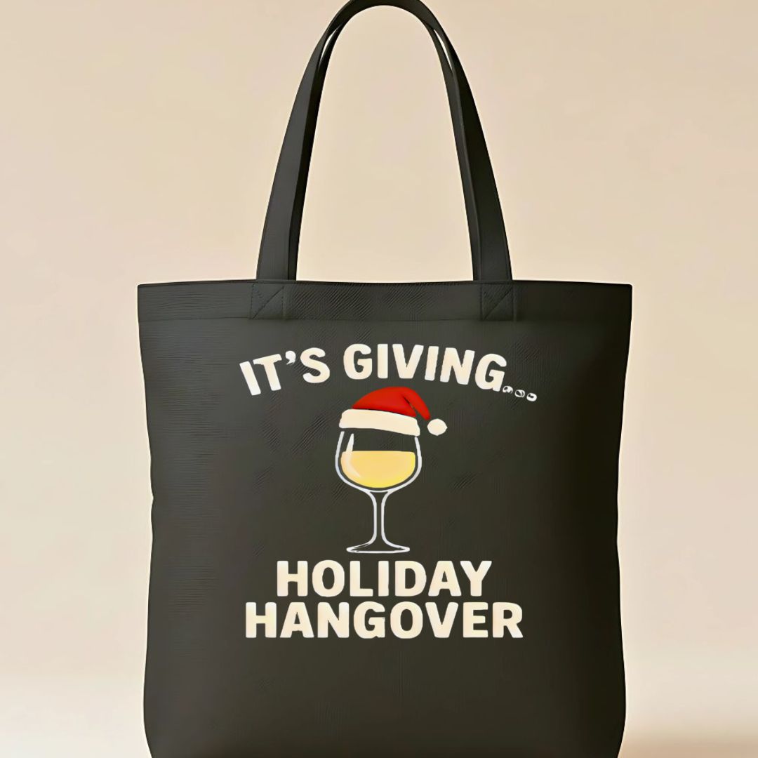 Holiday Hangover Tote Bag with Funny Post-Christmas Design