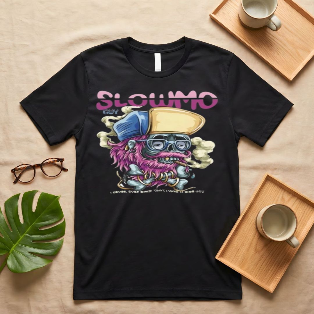Retro "Slowmo" Distressed Graphic on Oversized Streetwear T-Shirt
