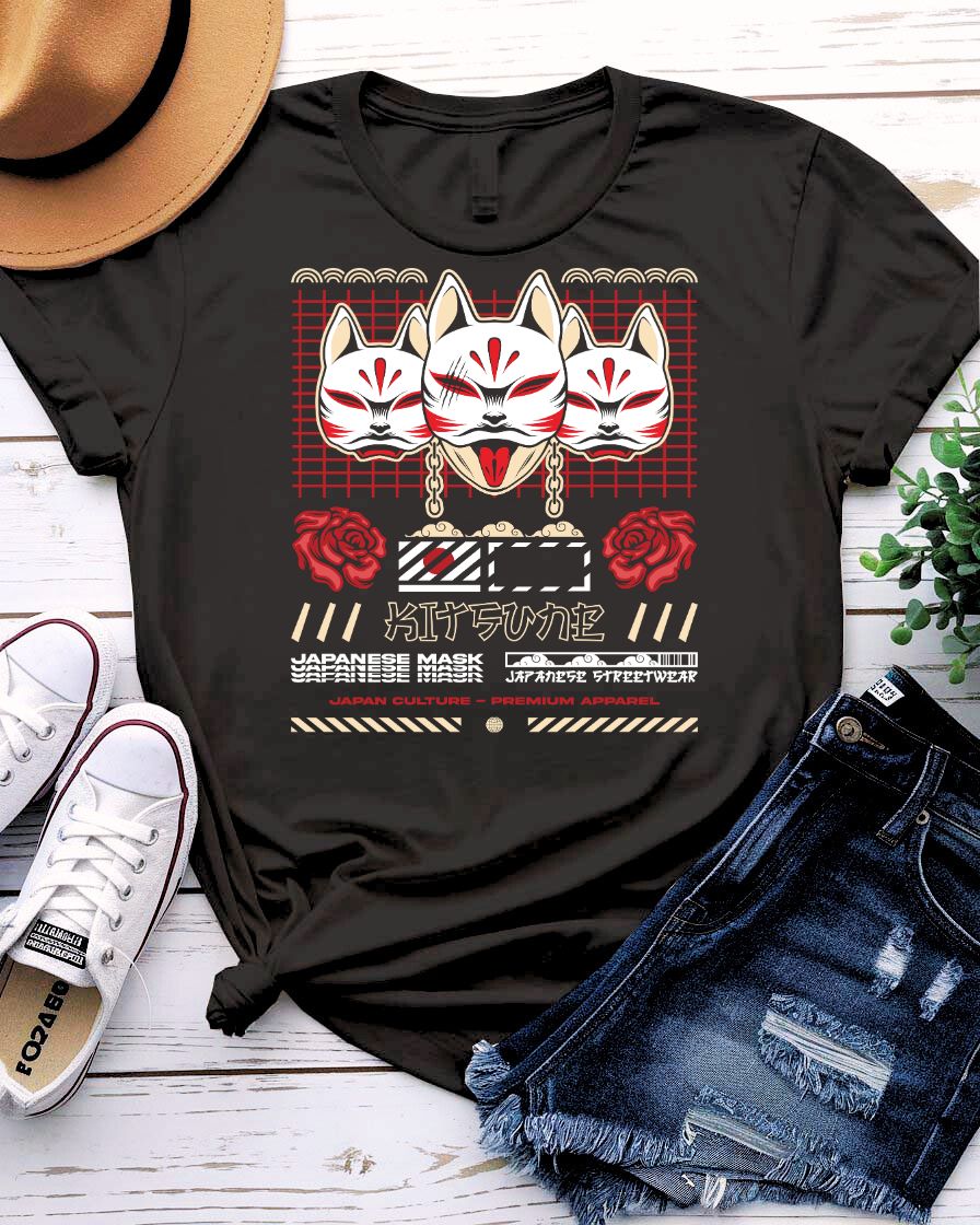 Kitsune Japanese Streetwear Tee — Fox Spirit Graphic T-Shirt