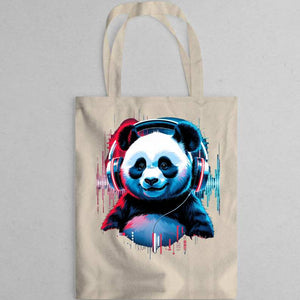 “DJ panda artwork canvas tote for music lovers”