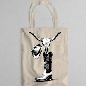 “Retro cowboy print eco-friendly tote bag”