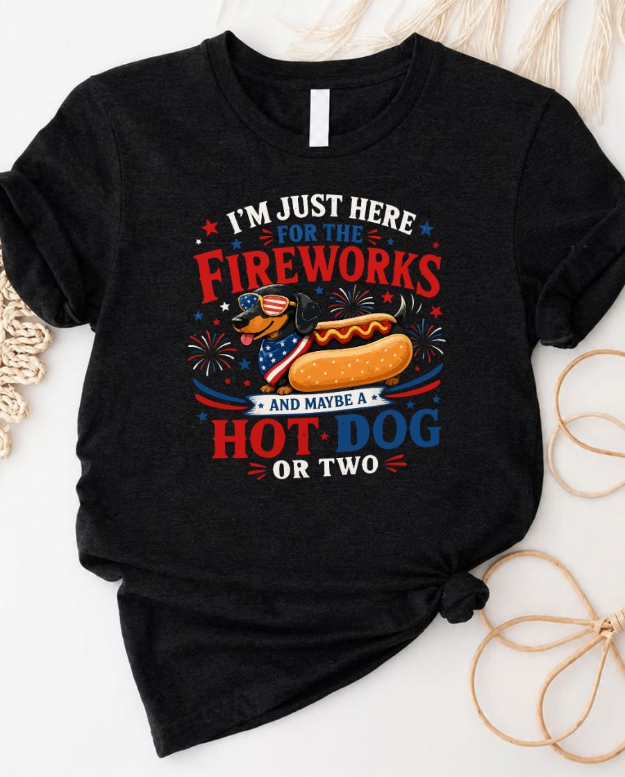 4th of July 'Just Here for Fireworks and Hotdogs' Tee