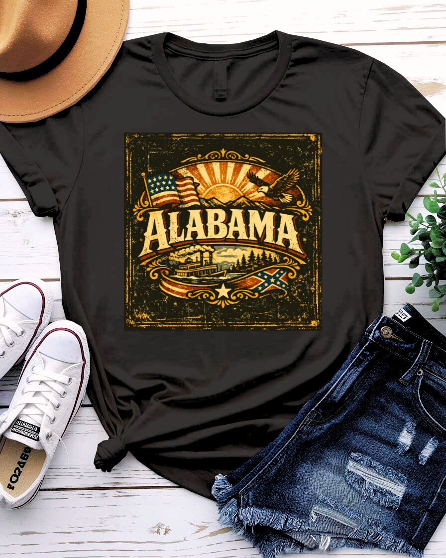Alabama State Outline Graphic T-Shirt