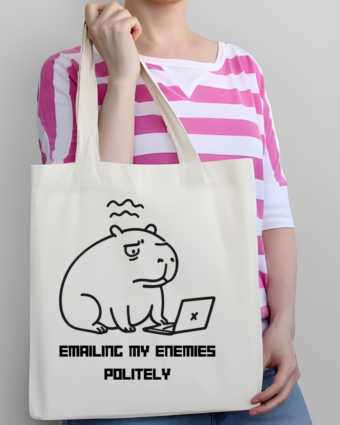 "Emailing My Enemies" Funny Animal Meme & Office Humor Tote Bag