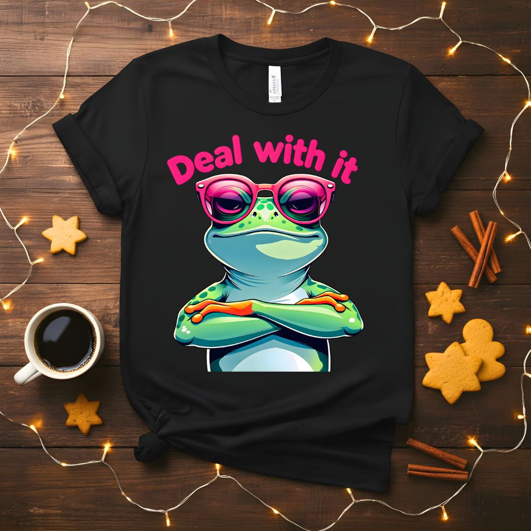 Smug "Deal With It" Meme Frog Funny T-Shirt